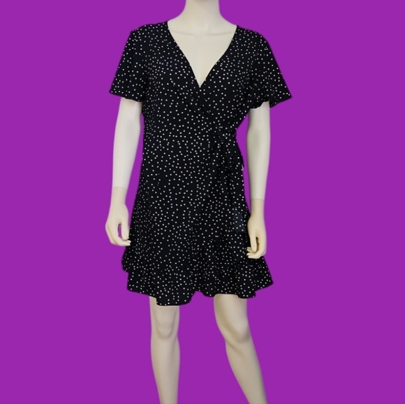 Relipop Dresses & Skirts - RELIPOP Polka Dot Ruffle Flounce Wrap Dress Large